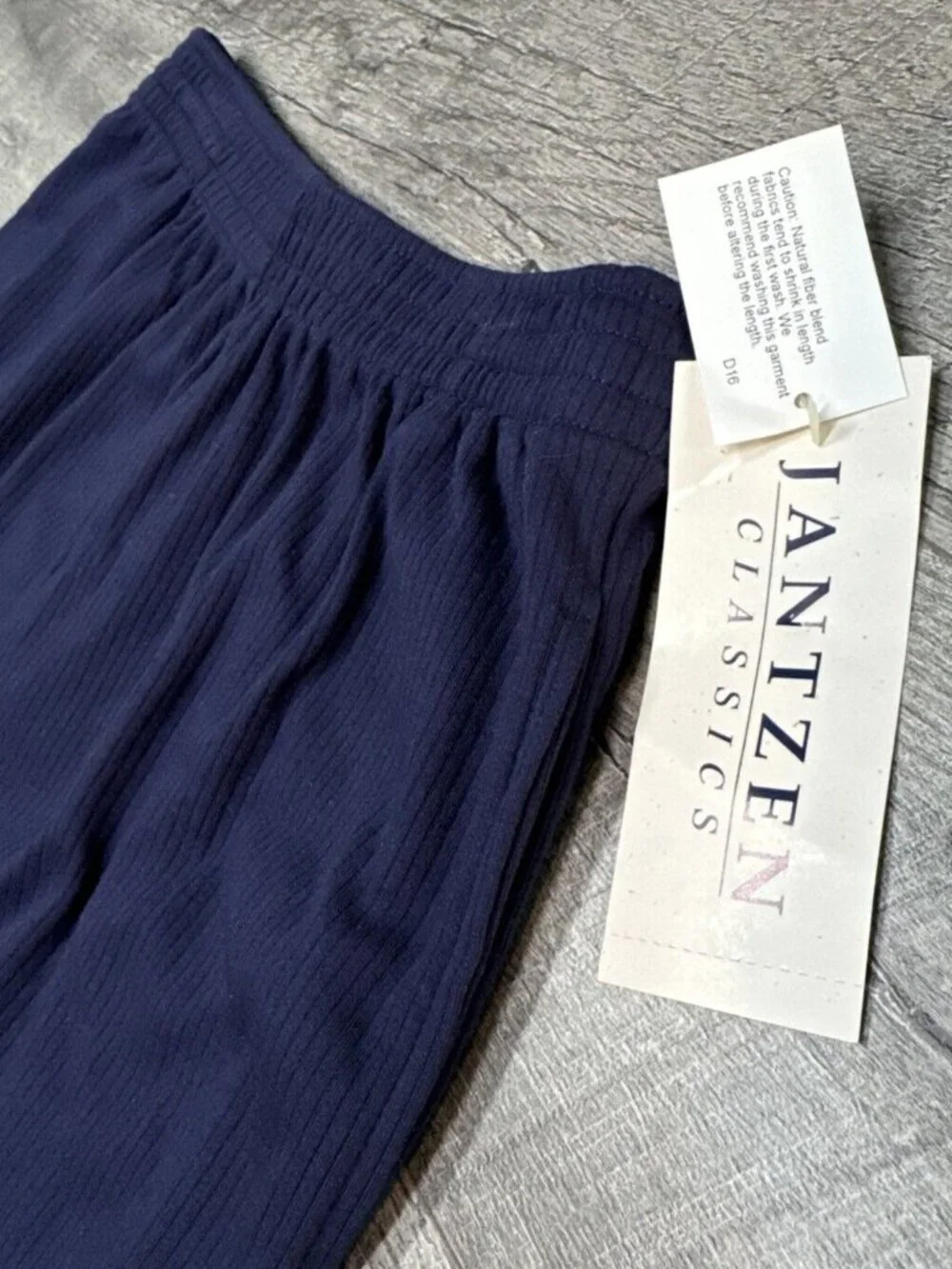 Vintage Jantzen Pants Womens Medium Blue Knit Elastic Waist Casual Pockets NEW